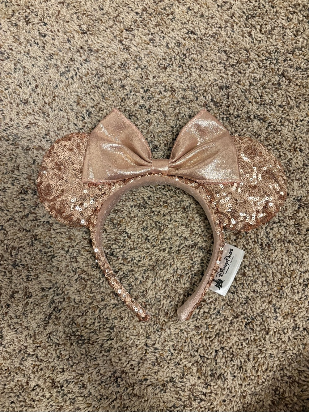 Disney Rose Gold Sequin Minnie Ears Headband